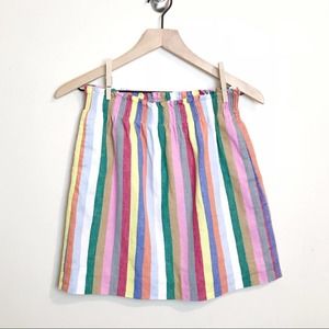 J Crew Mixed Multi Stripe Mini Skirt size 0 Linen Cotton A-line Sidewalk